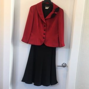 Black and red Donna Morgan skirt suit